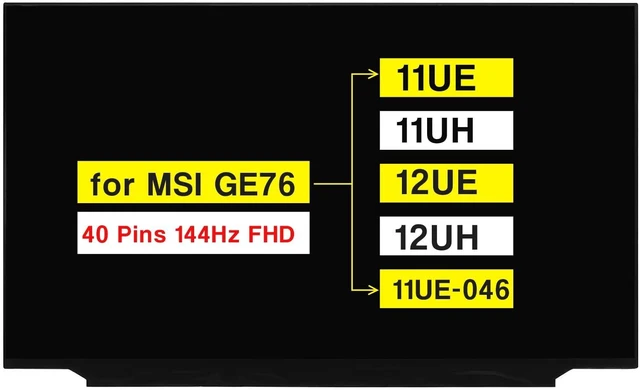 Main image of POBRIDA New Screen Replacement B173HAN04.9 for MSI GE76 Raider 11UE 11UH 12UE 12UH 11UE-046 17.3 Inches Laptop FHD 1920 * 1080 40 Pins 144Hz Non-Touch LCD Display Panel