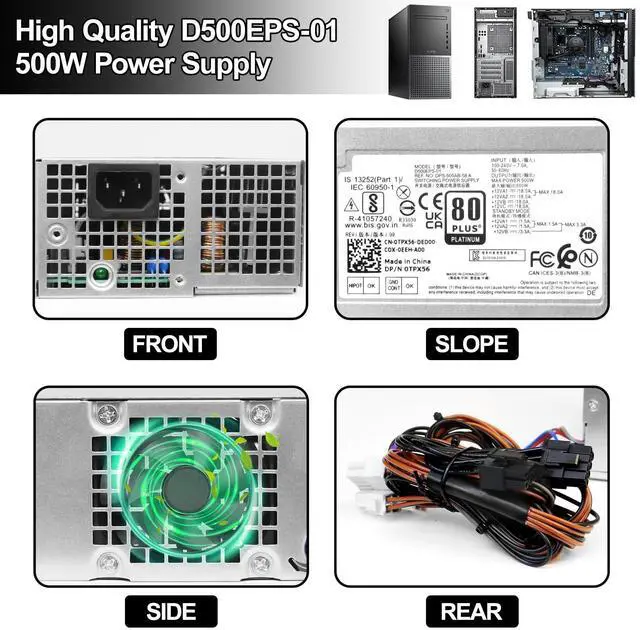 Alt view image 5 of 5 - LXun Upgrad L500EPS-01 D500EPS-01 500W Power Supply Compatible with Dell XPS 8950 Vostro 3901 3910 Inspiron 3910 D12 Latitude D500 Optiplex 7000MT DPS-500AB-58A HU500EPS-00 HU500EPS-01 VFFKJ DYW3N