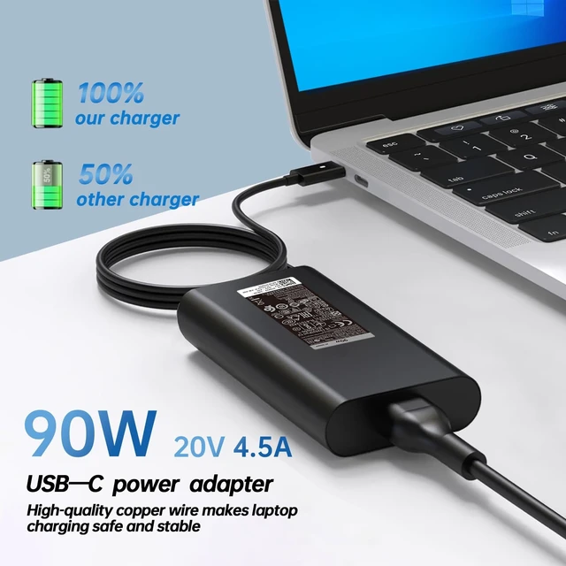 Alt view image 5 of 5 - 90W Watt Type C USB C Laptop Charger Fit for Dell XPS 13 Precision 3540 Latitude 3400 3500 5289 5300 2in1 7400 7300 7390 7200 5400 0TDK33 la90pm170 AC Power Adapter