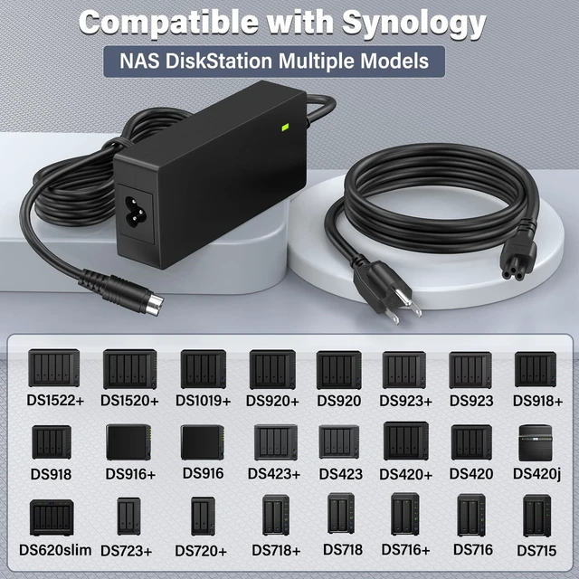 Alt view image 2 of 5 - 12V 10A DiskStation Charger for Synology NAS Disk Station DS1520+ DS1522+