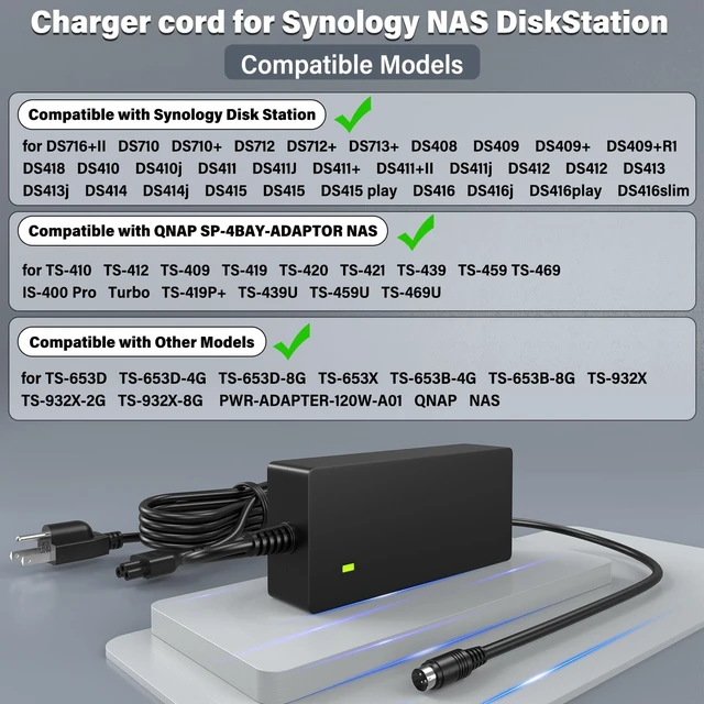Alt view image 3 of 5 - 12V 10A DiskStation Charger for Synology NAS Disk Station DS1520+ DS1522+