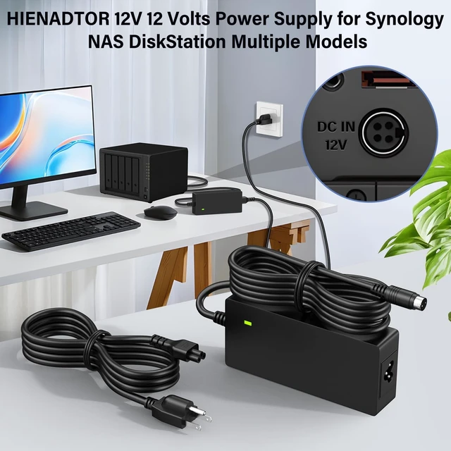 Alt view image 5 of 5 - 12V 10A DiskStation Charger for Synology NAS Disk Station DS1520+ DS1522+