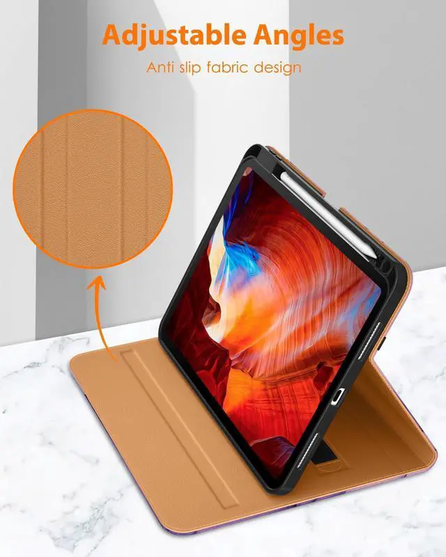 Alt view image 5 of 5 - DTTO for iPad Pro 11 inch Case (M5/M4) 2025/2024, Premium Leather Business Folio Stand Cover with Pencil Holder - Auto Wake/Sleep and Multiple Viewing Angles, Purple Marble