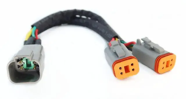 Main image of DT 4 Way Connector Plug Splitter Wire Harness 1 Male to 2 Female DT 4 Pin 1-2 SplitterCable 1ft/30cm