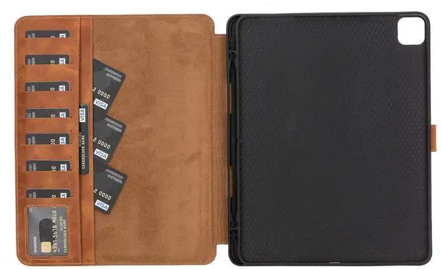 Alt view image 3 of 5 - VENITO Parma Premium Leather Case for iPad Pro 12.9 Inch 5th/4th Generation with Pencil Holder, Handmade, Kickstand, Detachable Wallet, Full-Grain Leather, Compatible with Apple Pencil, Antique Brown