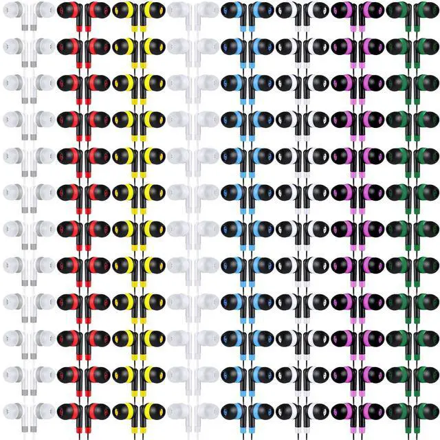 Main image of Konohan 160 Packs Bulk Earbuds with Wire Earphones Classroom Wired Headphones for Students Headphones Individually Bagged, 8 Colors Ear Buds Bulk for Classroom School Library(Solid Color)