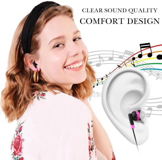 Alt view image 3 of 5 - Konohan 160 Packs Bulk Earbuds with Wire Earphones Classroom Wired Headphones for Students Headphones Individually Bagged, 8 Colors Ear Buds Bulk for Classroom School Library(Solid Color)