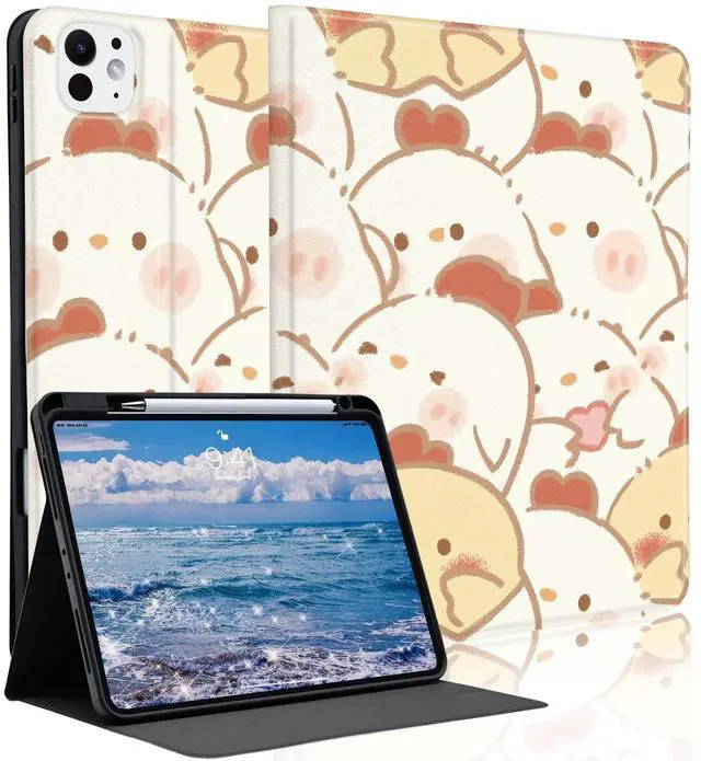 Main image of Idocolors Cute Farm Chic Case for 10.9" iPad A16 2025/2022(10th/11th Gen) with Pencil Holder, Auto Wake/Sleep Leather Soft TPU Back Cover for Women Girls