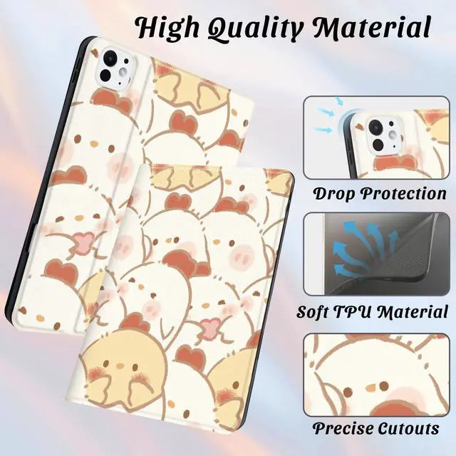 Alt view image 5 of 5 - Idocolors Cute Farm Chic Case for 10.9" iPad A16 2025/2022(10th/11th Gen) with Pencil Holder, Auto Wake/Sleep Leather Soft TPU Back Cover for Women Girls