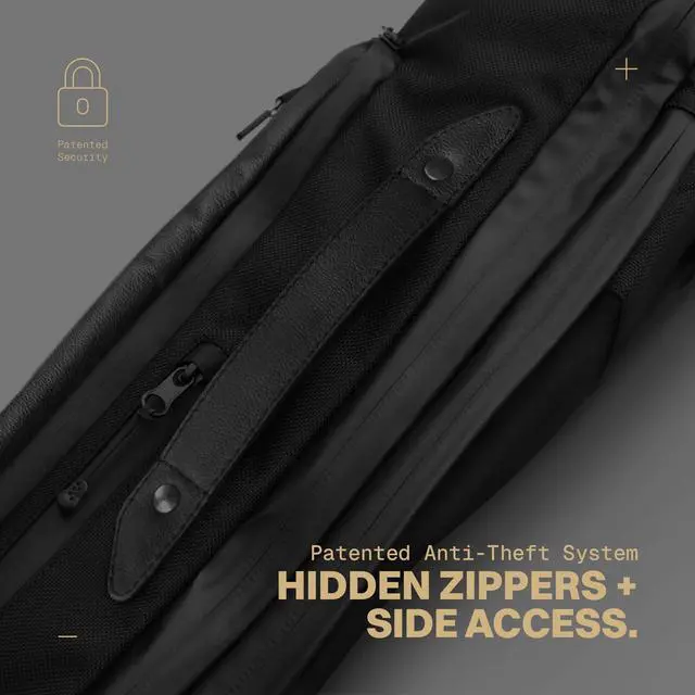 Alt view image 4 of 5 - The Frenchie Co. - Work/Travel Speed Backpack - Expandable 23-30 L Laptop Pack - Anti-theft magnetic closure - Ballistic nylon body with full-grain Italian leather trim
