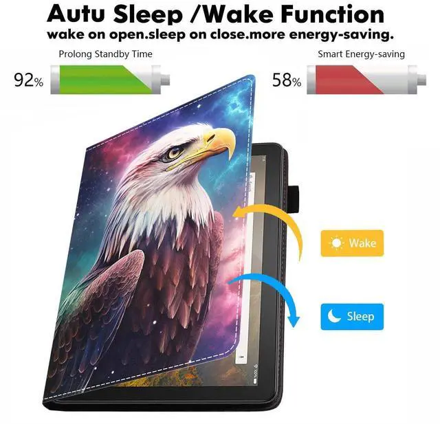 Alt view image 3 of 5 - POIUYTREW Case for All-New Fire Max 11 Tablet (11 Inch, 13th Generation, 2023 Release), PU Leather Folio Cover with Card Slot & Auto Wake Sleep, Bald Eagle