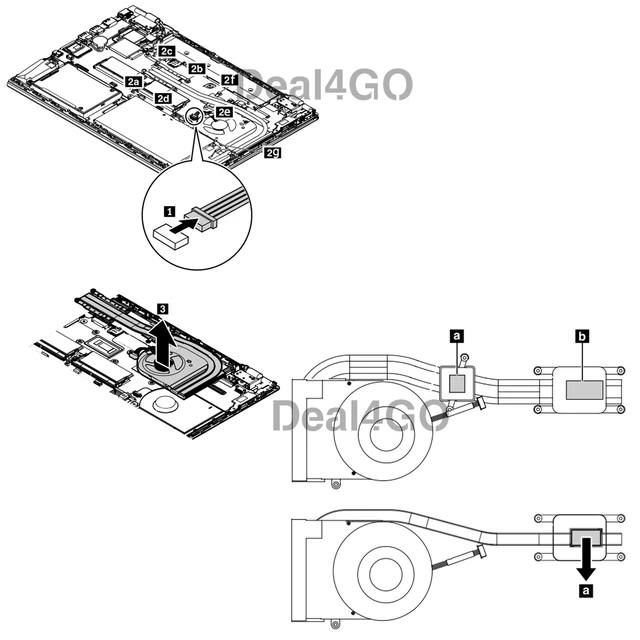 Alt view image 3 of 5 - Deal4GO CPU Cooling Fan Heatsink Thermal Module Assembly 01ER495 01YR455 Replacement for Lenovo ThinkPad T580 P52s (Discrete GPU Graphics)