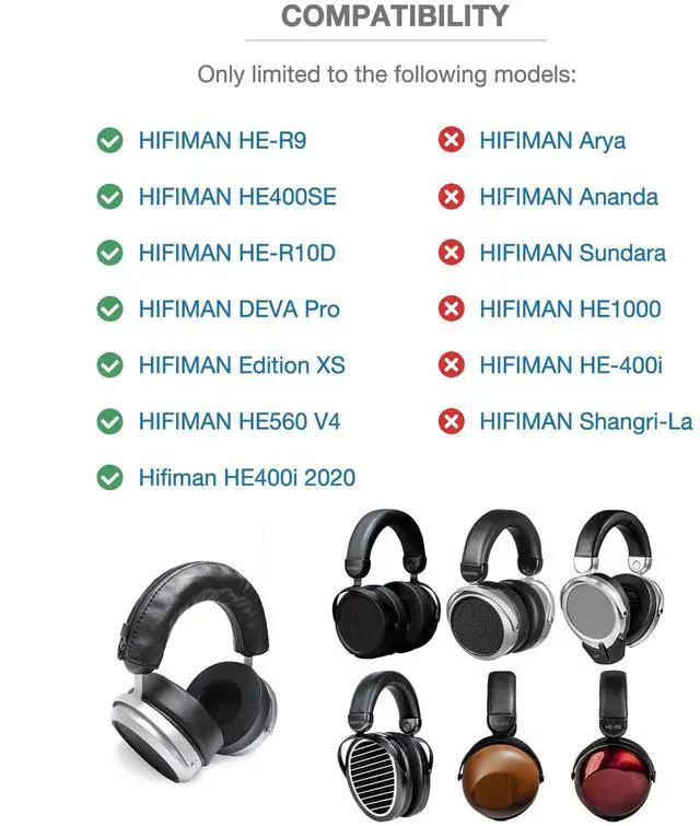 Alt view image 4 of 5 - Voarmaks Luxury Genuine Lambskin Headband Cover Compatible with Hifiman HE400SE, HE400i 2020, Edition XS, DEVA Pro, HE-R9, HE-R10D, HE560 V4 Premium Soft Leather Cushion Pad Headphone Protector