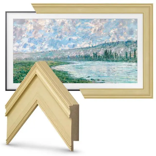 Alt view image 3 of 5 - Antique White 50" Premiere Deco TV Frame - Compatible ONLY with Samsung The Frame TVs (Fits 2021-2026, LS03A, LS03B, LS03C, LS03D, LS03FA)