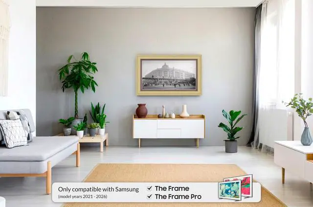 Alt view image 2 of 5 - Antique White 50" Premiere Deco TV Frame - Compatible ONLY with Samsung The Frame TVs (Fits 2021-2026, LS03A, LS03B, LS03C, LS03D, LS03FA)
