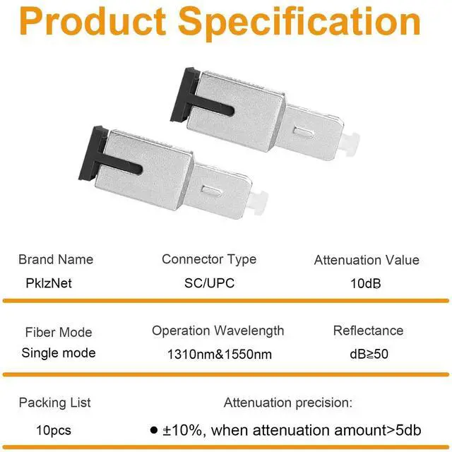 Alt view image 5 of 5 - PklzNet 10PCS 10dB SC-UPC Fiber Optical attenuators Single Mode, Male to Female singal Attenuation Connector Fixed Direct Insert Adapter