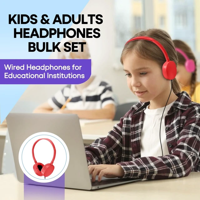 Alt view image 2 of 5 - Wensdo Kids Headphone Bulk 25 Pack Multi Color for Classroom School, Wholesale Durable Earphones Class Set for Students Teens Children and Adult (HY104,25 Mixed)