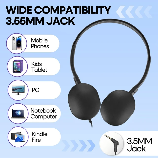 Alt view image 4 of 5 - Wensdo Kids Headphone Bulk 25 Pack Multi Color for Classroom School, Wholesale Durable Earphones Class Set for Students Teens Children and Adult (HY104,25 Mixed)