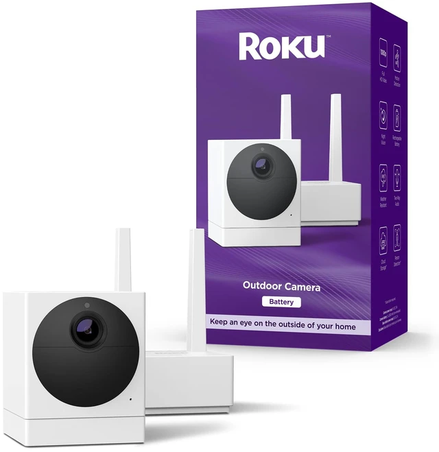 Main image of Roku Outdoor Camera for Home Security - IP65 Weather Resistance Wireless Security Camera with 1080p HD Night Vision, Works with Alexa & Google, Motion Detection - 90-Day Subscription Include