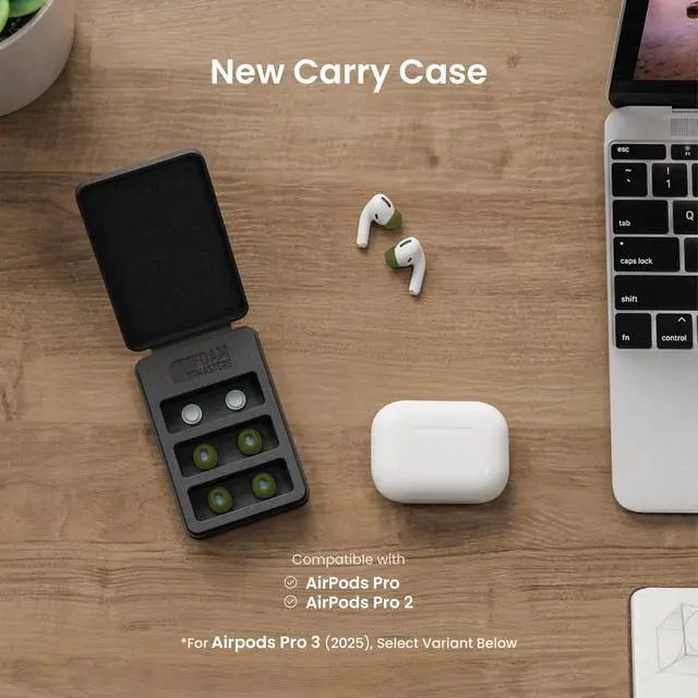 Alt view image 3 of 5 - Foam Masters Ultra-Premium Memory Foam Ear Tips for AirPods Pro 1st & 2nd Gen ^^ 3 Pairs ^^ New Ver. ^^ Secure Fit ^^ Super Comfort ^^ Better Noise Cancel ^^ Replacement Buds (Small, OD Gree