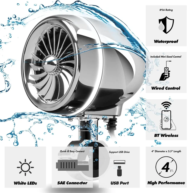 Alt view image 3 of 5 - GoHawk 4 Inch Motorcycle Bluetooth Speakers Waterproof Radio Audio System