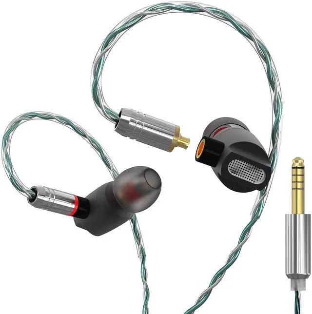 Main image of GUAEIMO G4M4A2G HiFi IEMs, Wired in-Ear Monitors with Detachable MMCX Cable, Professional Audiophile Earbuds, Aluminum Shell & 4-Strand Silver-Plated Cable, 4.4mm No Mic Matte Black