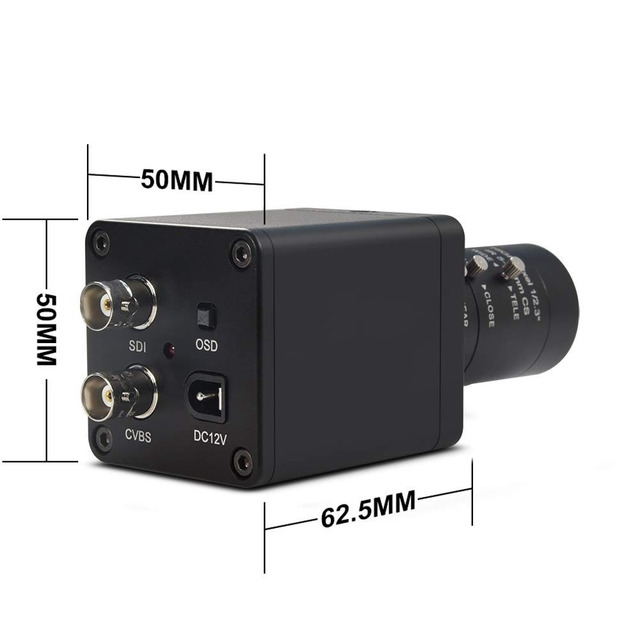 MOKOSE Telecamera 3G/HD SDI Con Obiettivo 3.2mm – 1080@60P, Sensore CMOS 1/2.8 E Menu OSD Per Sicurezza