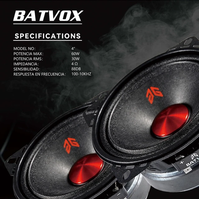 Alt view image 3 of 5 - Guooreat MX40P1 Loudspeaker 4 Inch Midrange 120 Watts 4 Ohms Red Dust Cap, Premium Quality Audio Door Speakers for Car or Truck Stereo Sound System, Black (2 Speakers)