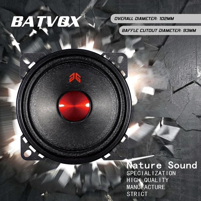 Alt view image 4 of 5 - Guooreat MX40P1 Loudspeaker 4 Inch Midrange 120 Watts 4 Ohms Red Dust Cap, Premium Quality Audio Door Speakers for Car or Truck Stereo Sound System, Black (2 Speakers)