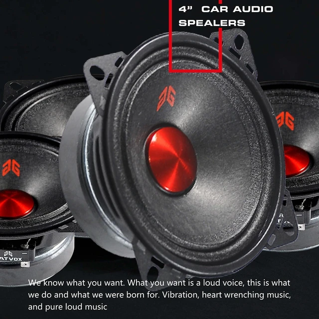 Alt view image 5 of 5 - Guooreat MX40P1 Loudspeaker 4 Inch Midrange 120 Watts 4 Ohms Red Dust Cap, Premium Quality Audio Door Speakers for Car or Truck Stereo Sound System, Black (2 Speakers)