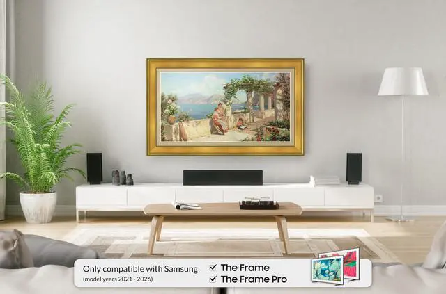 Alt view image 2 of 5 - Antique Gold 32" Premiere Deco TV Frame - Compatible ONLY with Samsung The Frame TVs (Fits 2021-2026, LS03A, LS03B, LS03C, LS03D, LS03FA)