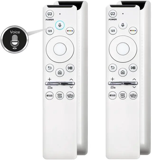 Main image of 2 Pack BN59-01330H White Voice Remote Control New Replacement Compatible with Samsung Crystal UHD Smart TV The Frame Q60T TU8000 QN55LS03TAFXZA QN65LS03TAFXZA QN75LS03TAFXZA QN50LS03TAFXZA Serie