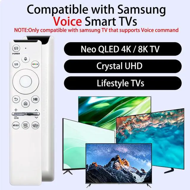 Alt view image 5 of 5 - 2 Pack BN59-01330H White Voice Remote Control New Replacement Compatible with Samsung Crystal UHD Smart TV The Frame Q60T TU8000 QN55LS03TAFXZA QN65LS03TAFXZA QN75LS03TAFXZA QN50LS03TAFXZA Serie