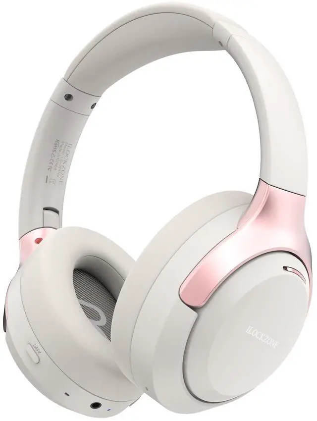Main image of ILOCKZONE LC30Pro Hybrid Active Noise Cancelling Headphones, 100H Playtime Bluetooth Headphones, HiFi Audio Wireless Headphone with Foldable Design (Beige White), Gifts