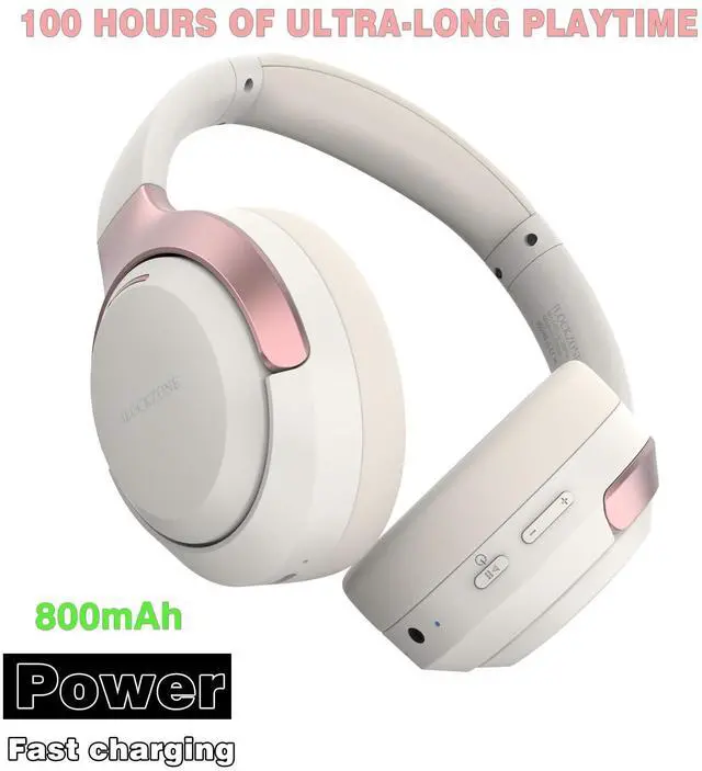 Alt view image 3 of 5 - ILOCKZONE LC30Pro Hybrid Active Noise Cancelling Headphones, 100H Playtime Bluetooth Headphones, HiFi Audio Wireless Headphone with Foldable Design (Beige White), Gifts