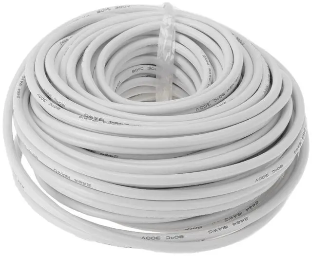 Main image of HEROFFIX Electrical Ground Wire Automotive Power Wire 98FT White TC 1 Pcs 18AWG 3 Conductor Fully Insulated& Soft Touch Jacket Universal