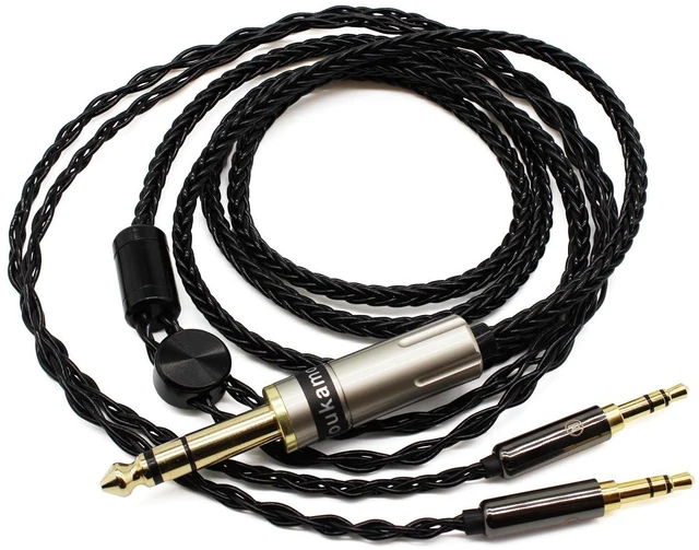 Alt view image 2 of 5 - Youkamoo 6.35mm Replacement Upgrade Cable Compatible with Hifiman Sundara, Ananda, Arya, HE400SE, HE4XX HE-400i Headphones Dual 3.5mm Male Silver Plated Braided 8.5ft/2.6m
