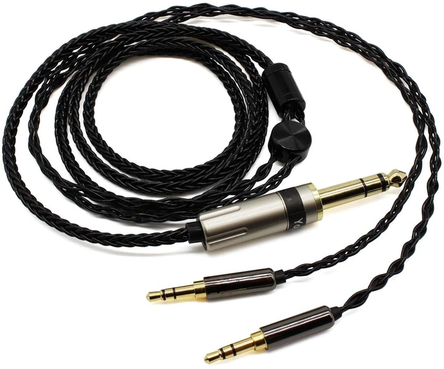 Main image of Youkamoo 6.35mm Replacement Upgrade Cable Compatible with Hifiman Sundara, Ananda, Arya, HE400SE, HE4XX HE-400i Headphones Dual 3.5mm Male Silver Plated Braided 8.5ft/2.6m