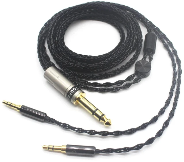 Alt view image 3 of 5 - Youkamoo 6.35mm Replacement Upgrade Cable Compatible with Hifiman Sundara, Ananda, Arya, HE400SE, HE4XX HE-400i Headphones Dual 3.5mm Male Silver Plated Braided 8.5ft/2.6m