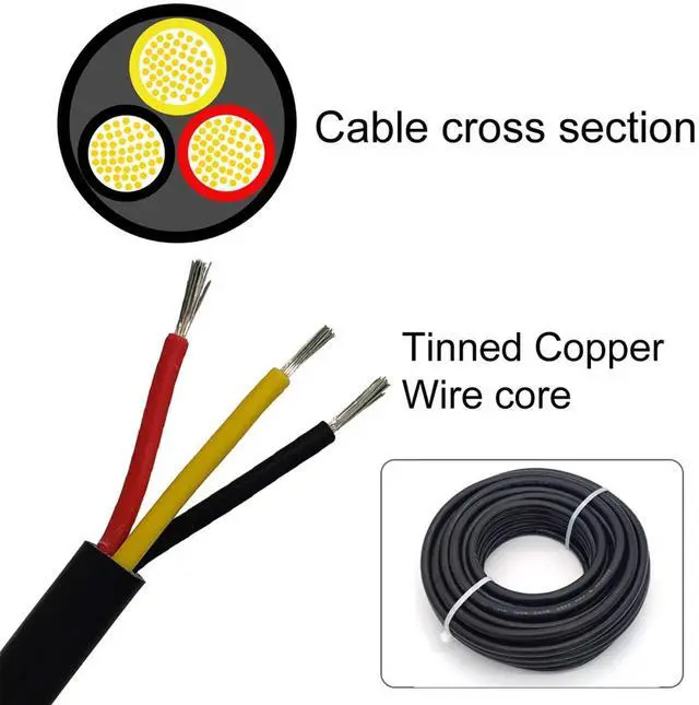 Alt view image 4 of 5 - 26 Gauge 3 Conductor Tinned Copper Electrical Wire Stranded PVC Audio Power Cable Speaker Wire (Red & Black & Yellow) 26AWG-3C-80FT