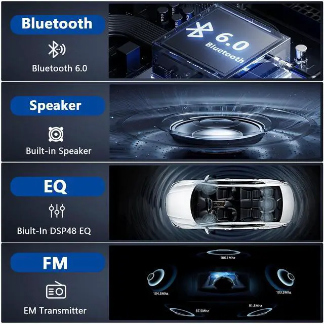 Alt view image 5 of 5 - Single DIN Radio Car Stereo Wireless Apple CarplayDual Knobs & HD Touchscreen Radio for Car Bluetooth 6.0 Car Play Android Auto, 60W x 4 Output, AM/FM RadioUSB,SWC, Backup Camera (Black)