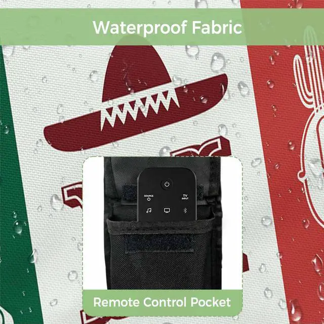 Alt view image 4 of 5 - Big buy store 4th of July Outdoor TV Cover 75 Inch Mexican Flag TV Enclosure Independence Day Mexico Cactus Beard TV Covers for Outside Holiday TV Display Screen Protector with Remote Control Pocket