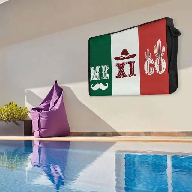 Alt view image 3 of 5 - Big buy store 4th of July Outdoor TV Cover 75 Inch Mexican Flag TV Enclosure Independence Day Mexico Cactus Beard TV Covers for Outside Holiday TV Display Screen Protector with Remote Control Pocket