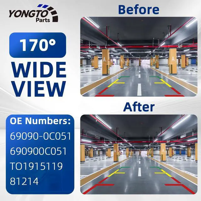 Alt view image 4 of 5 - Yongtoparts 69090-0C051 Tailgate Handle Backup Camera Kit Compatible with Toyota Tundra 2007-2013 Liftgate Latch Handle with Rear View Reverse Camera Replace OE 690900C051 TO1915119 81214