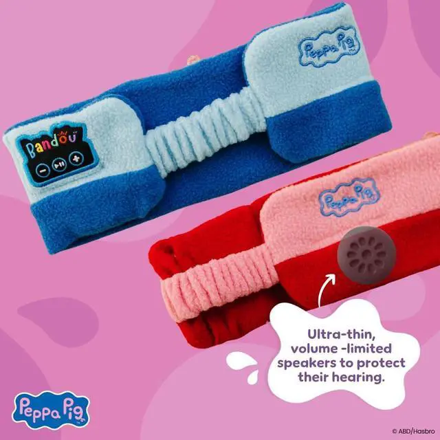 Alt view image 5 of 5 - Bandou Peppa Pig Headphones - Kids Headband Headphones - Bluetooth Wireless Headband - Comfortable Headphones for Plane - Safe Volume Limit - Adjustable, Travel, School, and Sleep (George Pig)