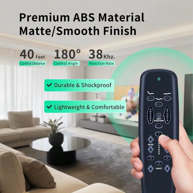 Alt view image 4 of 5 - New Bed Replacement fit for Leggett & Platt E95 Tempurpedic Ergo Raven Lifestyles S-Cape E95 Leggett and Platt Basis C3 Adjustable Bed Remote Control (Black)