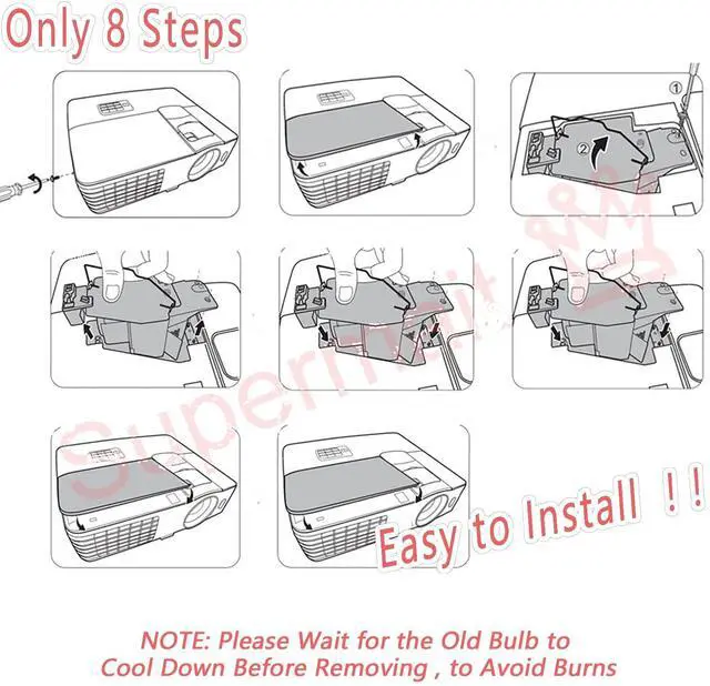 Alt view image 5 of 5 - Supermait DT01181 Replacement Projector Lamp Bulb with Housing Compatible with HITACHI BZ-1 CP-A220N CP-A221N CP-A221NM CP-A222NM CP-A222WN CP-A250NL CP-A300N CP-A301N CP-A301NM CP-A302NM CP-A302WN