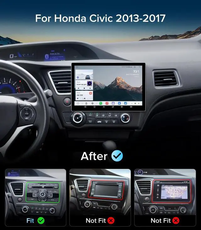 Alt view image 2 of 5 - 11.5''Car Radio for Honda Civic Stereo 2013-2017(Only US Version) with Wireless CarPlay & Android Auto/Android 13 /5G WiFi/TouchScreen/FM/AM/4GB RAM + 64GB ROM