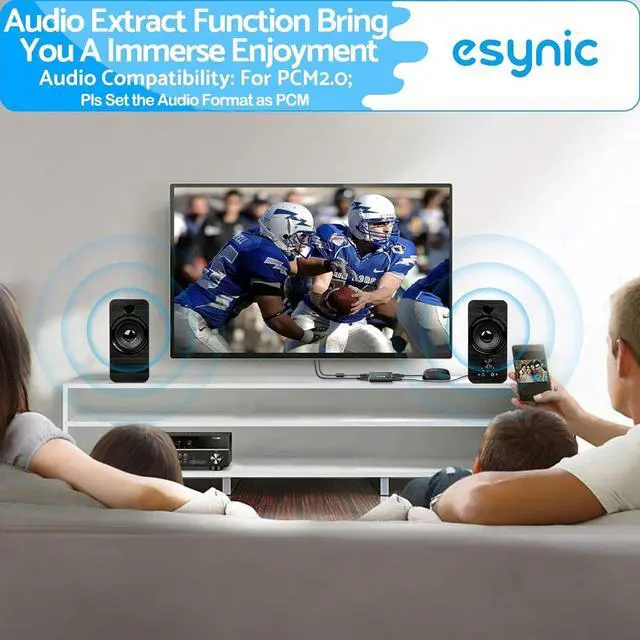 Alt view image 4 of 5 - eSynic 4K@30Hz HDMI Audio Extractor - RCA & 3.5MM Output, No Signal Loss, Play & Plug for Fire TV Stick, Speaker etc