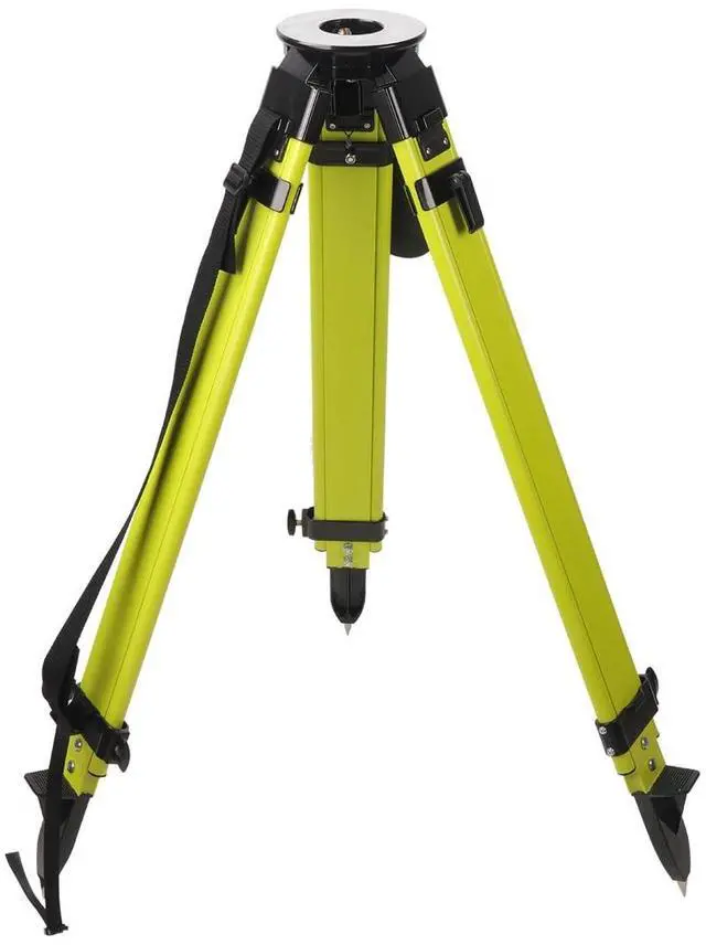 Alt view image 3 of 5 - Fiberglass Surveying Tripod, Heavy Duty Yellow Fiberglass and Wood Tripod with Dual Clamp and Copper Center Screw for Robotic Total Stations and Theodolite (Round Head-B)